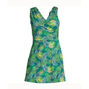 new $135 lands end swimsuit 10 modest surplice swim dress. chlorine resistant m